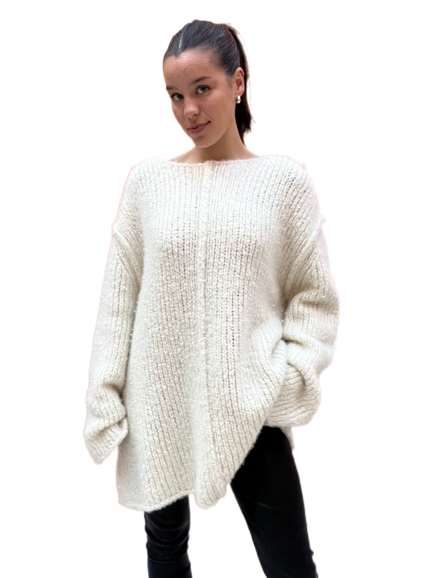 Khaite Cashmere Cream Knit Sweater. Size: M/L