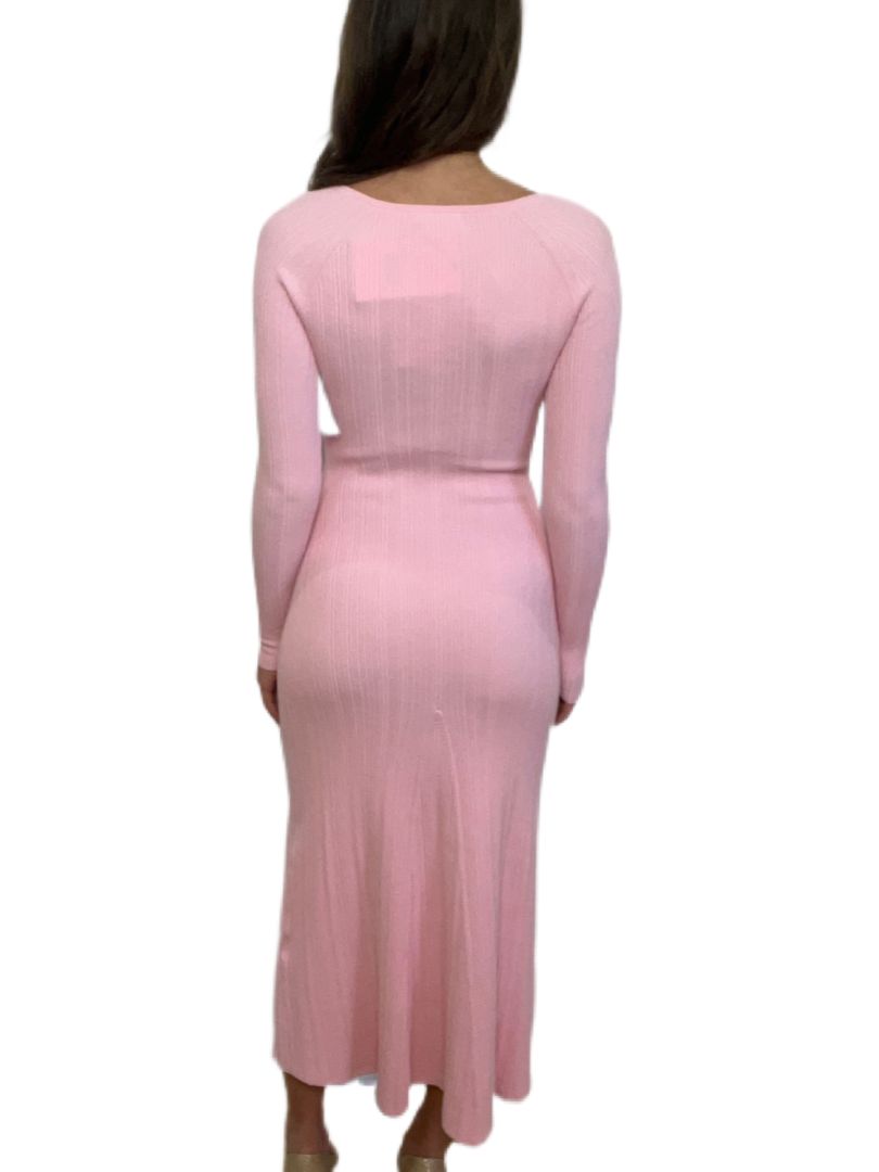 Anna Quan Soft Pink Long Ribbed Maxi Dress. Size: 6