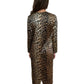 Ganni Leopard Print Long Sleeve Long Dress. Size: 36