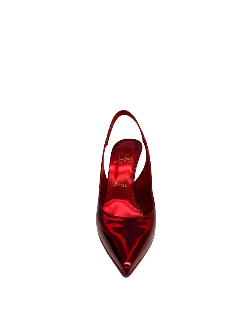 Christian Louboutin Red 'Hot Chick 100' Slingback Pumps. Size: 39.5