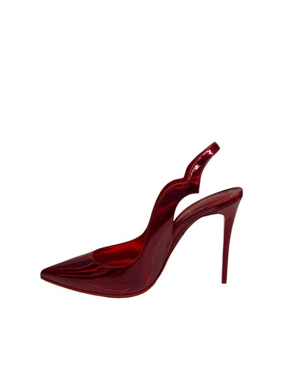 Christian Louboutin Red 'Hot Chick 100' Slingback Pumps. Size: 39.5