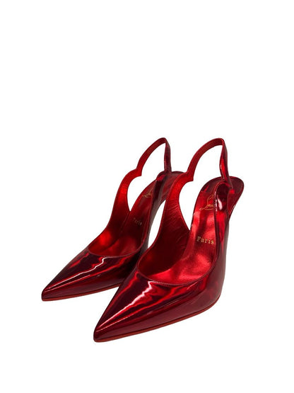 Christian Louboutin Red 'Hot Chick 100' Slingback Pumps. Size: 39.5