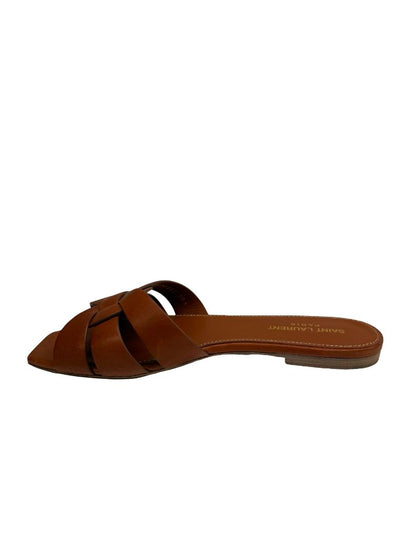 Saint Laurent Amber Tribute Sandals in Smooth Leather. Size: 38.5