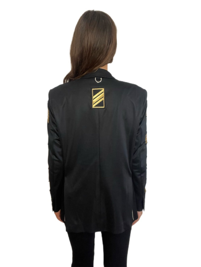 Mastermind Black Blazer with Gold Patches. Size: S