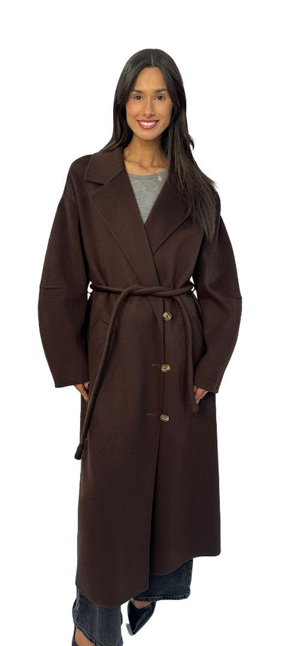 Nanushka Brown Brushed Wool Long Coat. Size: S