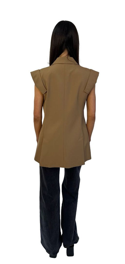 MaxMara Brown Peaked Lapel Vest. Size: 10