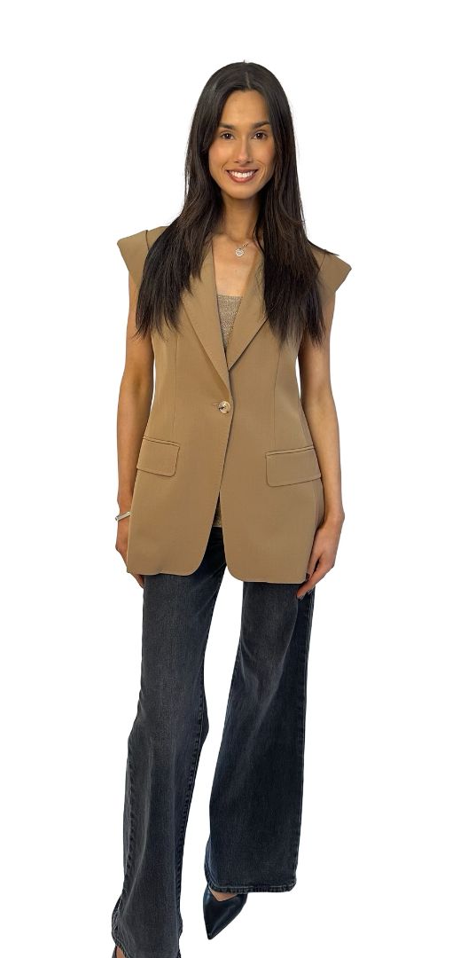 MaxMara Brown Peaked Lapel Vest. Size: 10