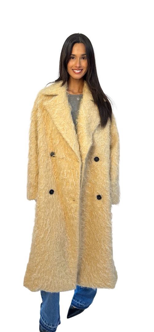 Erika Cavallini Yellow Mohair Coat. Size: 42