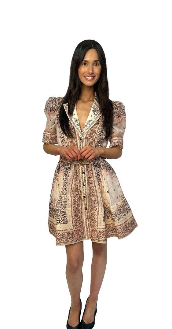 Zimmermann 'Matchmaker' Cream Mini Shirt Dress. Size: 1