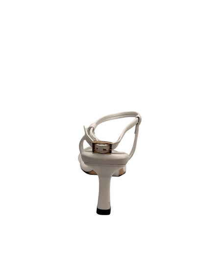 Scanlan Theodore White Leather Stroppy Sandal Heel. Size: 37
