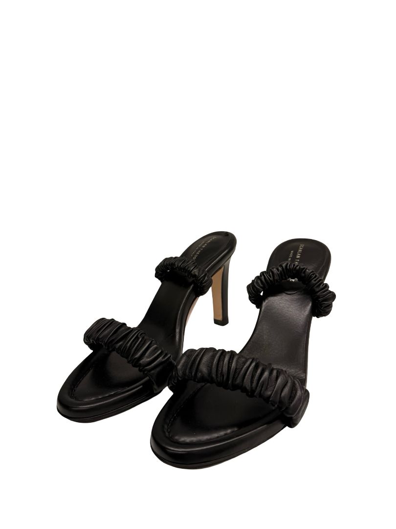 Scanlan Theodore Black Ruched Strap Heel. Size: 37