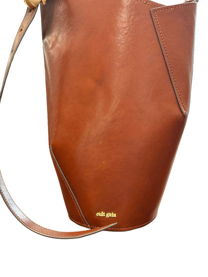 Cult Gaia Brown Aldari Leather Bucket Bag.