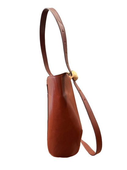Cult Gaia Brown Aldari Leather Bucket Bag.