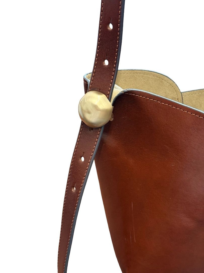 Cult Gaia Brown Aldari Leather Bucket Bag.