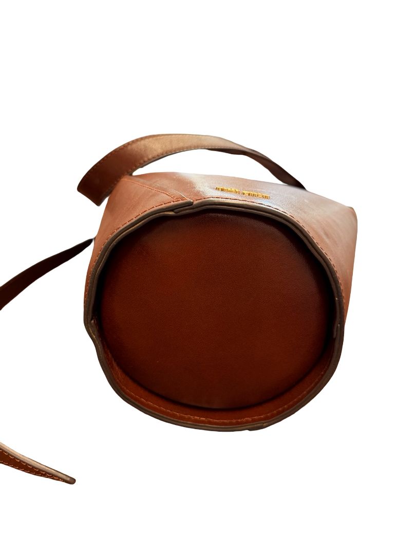 Cult Gaia Brown Aldari Leather Bucket Bag.