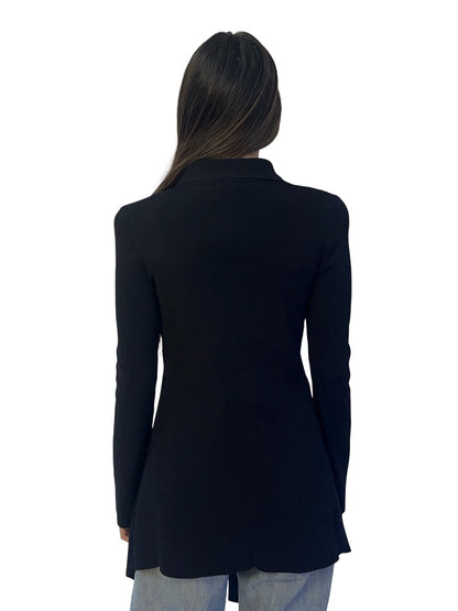 Scanlan Theodore Black Crepe Knit Wrap Tie Cardigan. Size: M
