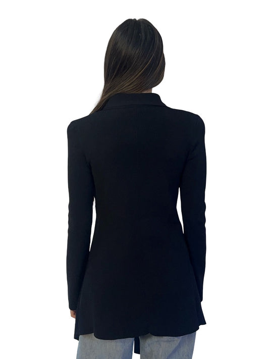 Scanlan Theodore Black Crepe Knit Wrap Tie Cardigan. Size: M
