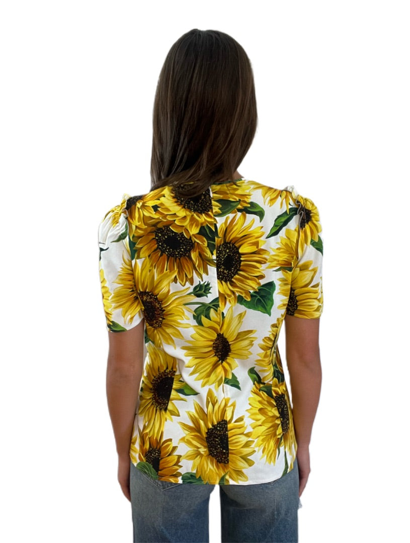 Dolce & Gabbana Multi Sunflower Print Blouse. Size: 46