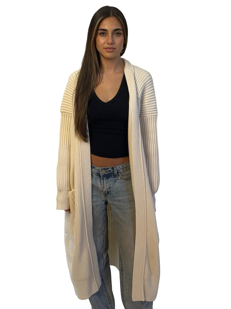 Joseph Cream Extrafine Merino Long Cardigan. Size: M