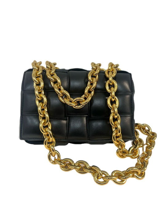 Bottega Veneta Black Padded Gold Chain Cross Body Bag. Size: