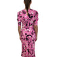 Rixo Pink Maxi Dress with High-Neck. Size: XS
