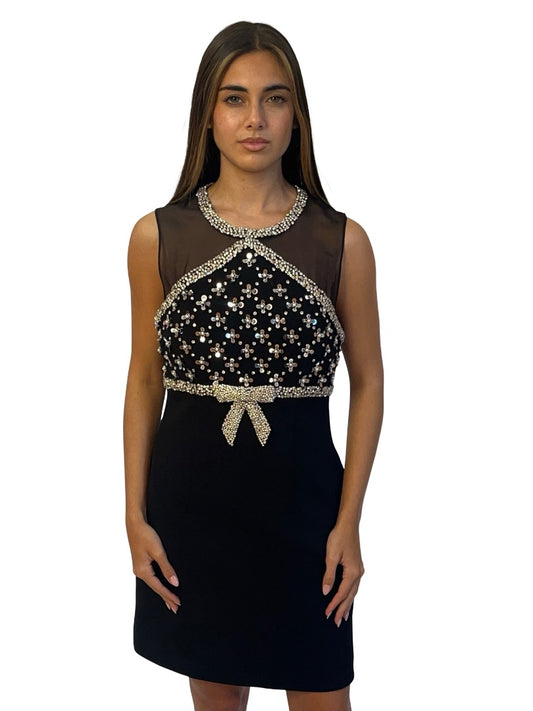 Rebecca Vallance 'Arianna' Black Embellished Midi Dress. Size: 8