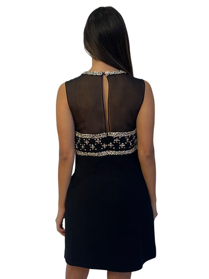 Rebecca Vallance 'Arianna' Black Embellished Midi Dress. Size: 8