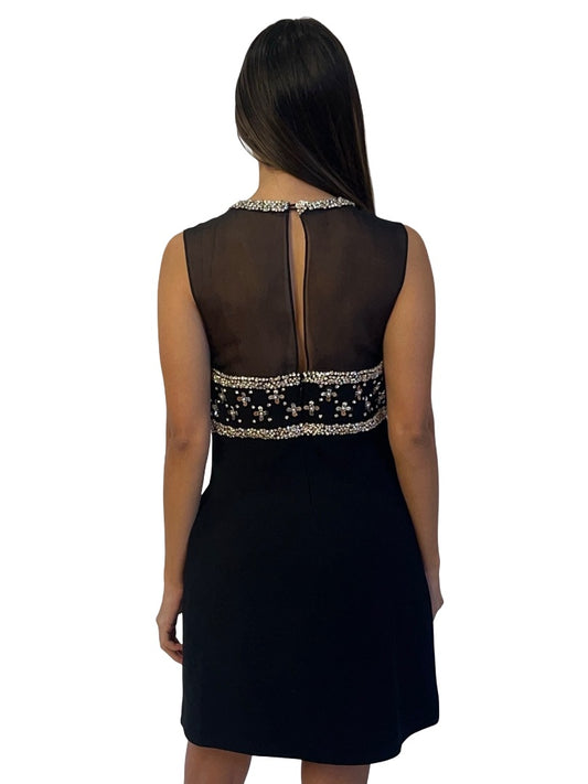 Rebecca Vallance 'Arianna' Black Embellished Midi Dress. Size: 8