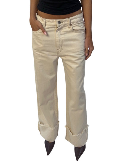 Derek Lam 10 Crosby Cream Rolled Hem Jean W Fray. Size: 27