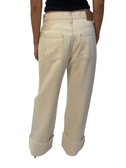 Derek Lam 10 Crosby Cream Rolled Hem Jean W Fray. Size: 27