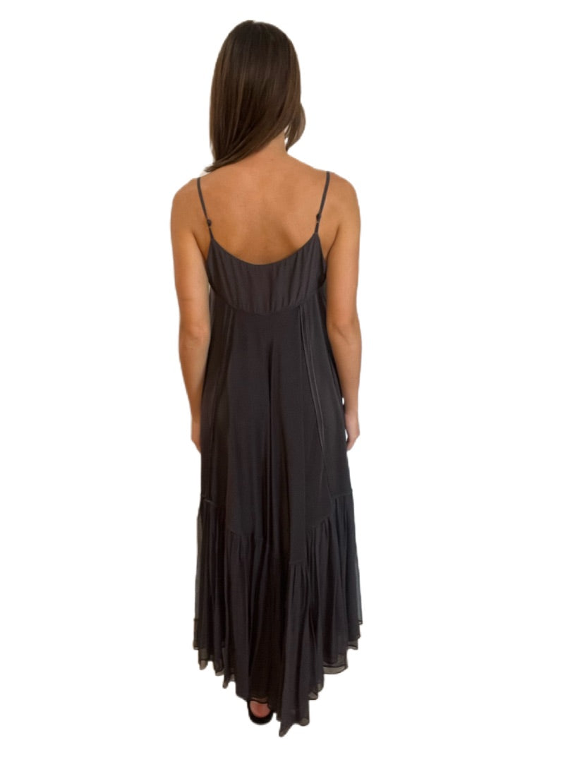 Scanlan Theodore Black Maxi Silk Dress. Size: 10