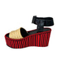 Celine Red & Black Wedge Sandals. Size: 36