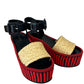 Celine Red & Black Wedge Sandals. Size: 36