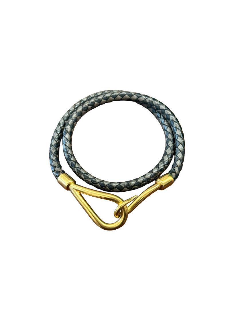 Hermes Black/Brown Braided Jumbo Hook Bracelet.