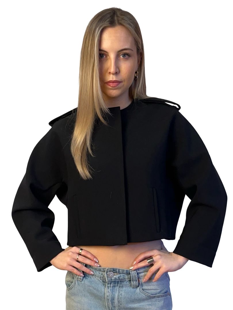 Scanlan Theodore Black Cropped Jacket. Size: 10