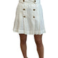 Zimmermann White Short Skirt w Gold Buttons. Size: 0