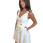 Zimmermann White V-Neck Dress w Gold Buttons. Size: 0