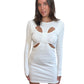 Dion Lee White T-Shirt Jersey Dress w Cutouts. Size: S