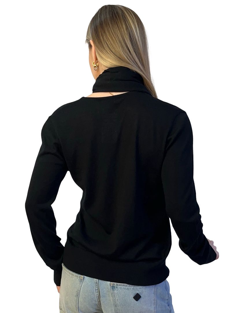 Toteme Black Wool Draped Scarf Fine Knit. Size: L