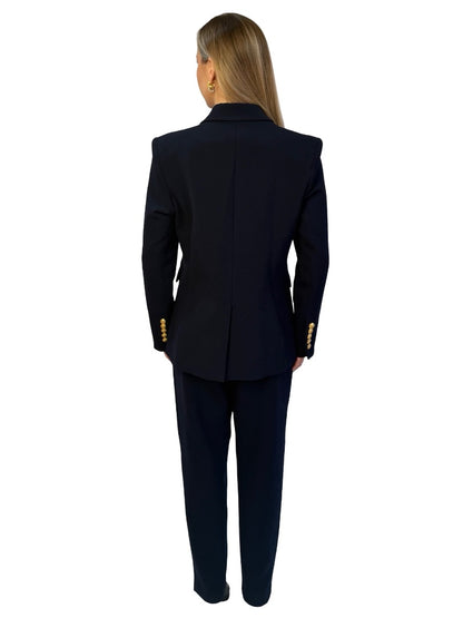 Veronica Beard Navy Pant & Blazer Set w/ Gold Buttons. Size: 12