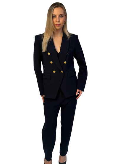 Veronica Beard Navy Pant & Blazer Set w/ Gold Buttons. Size: 12