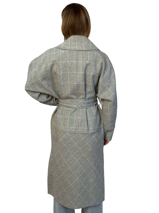 Camilla & Marc Grey Saros Trench Coat Carrey Check. Size: 6