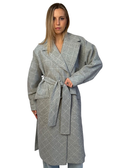 Camilla & Marc Grey Saros Trench Coat Carrey Check. Size: 6
