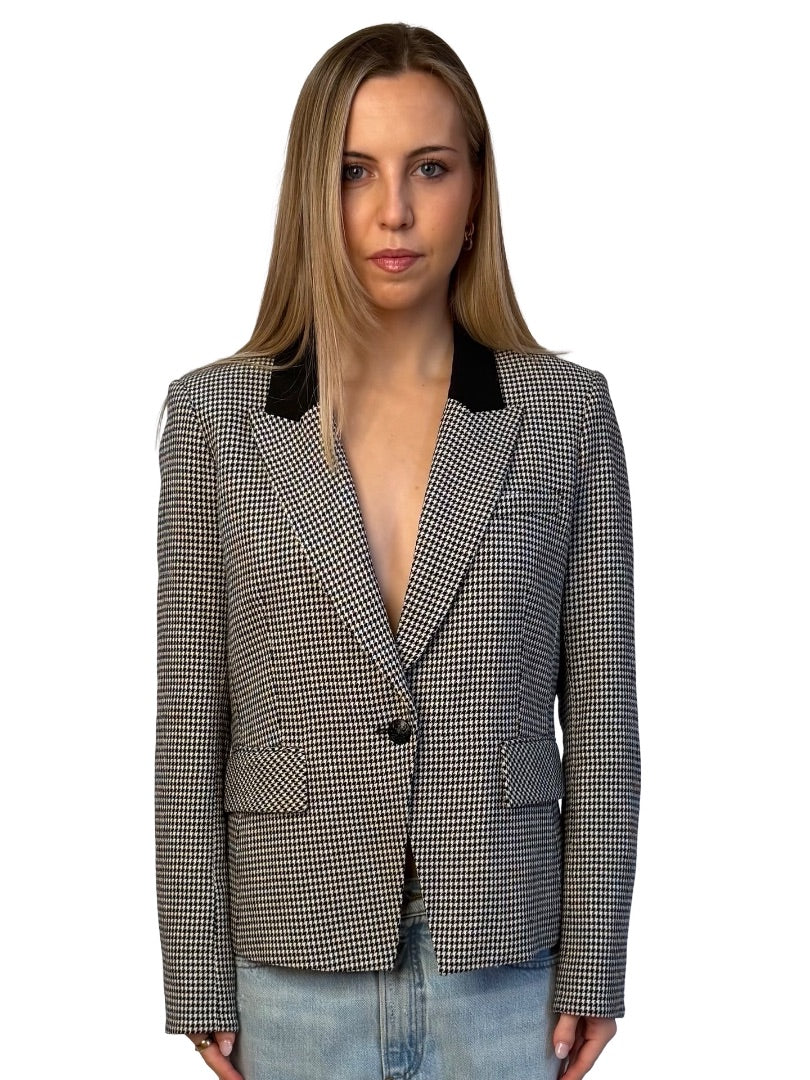 Veronica Beard Black / White Airlie Dickey Houndstooth Jacket. Size: 12