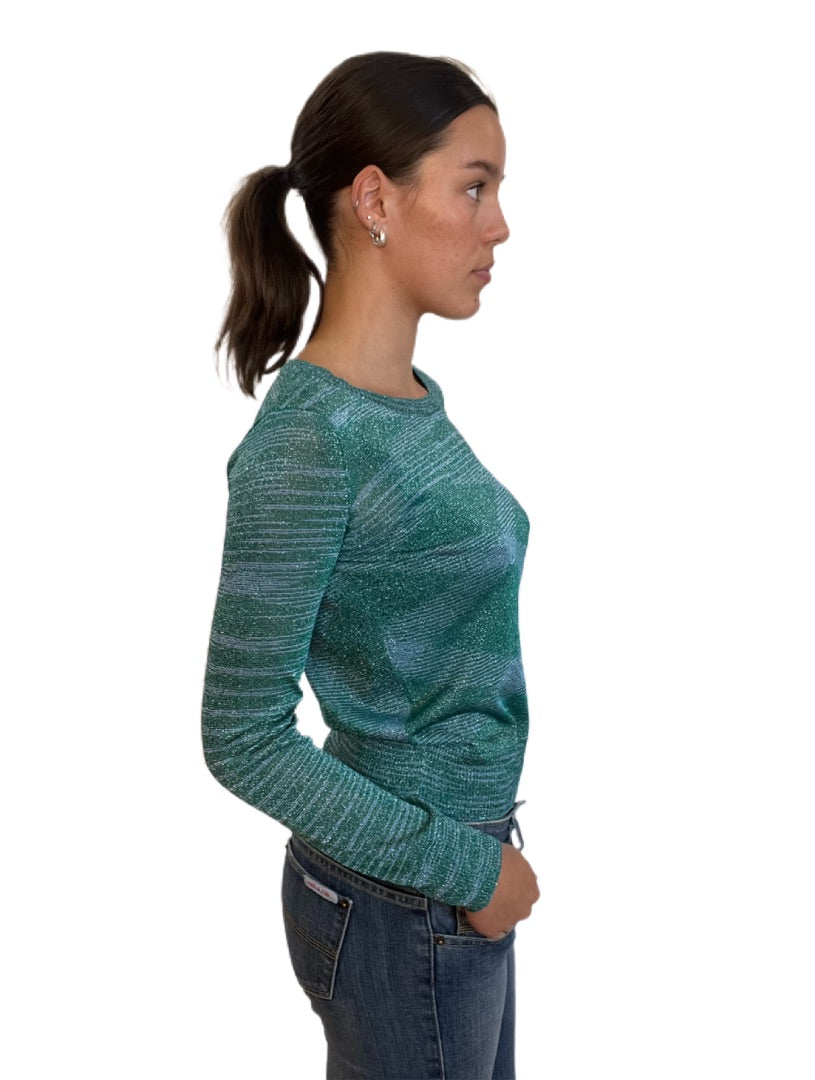 Missoni Green & Blue Long Sleeve Stripe Jumper. Size: 44