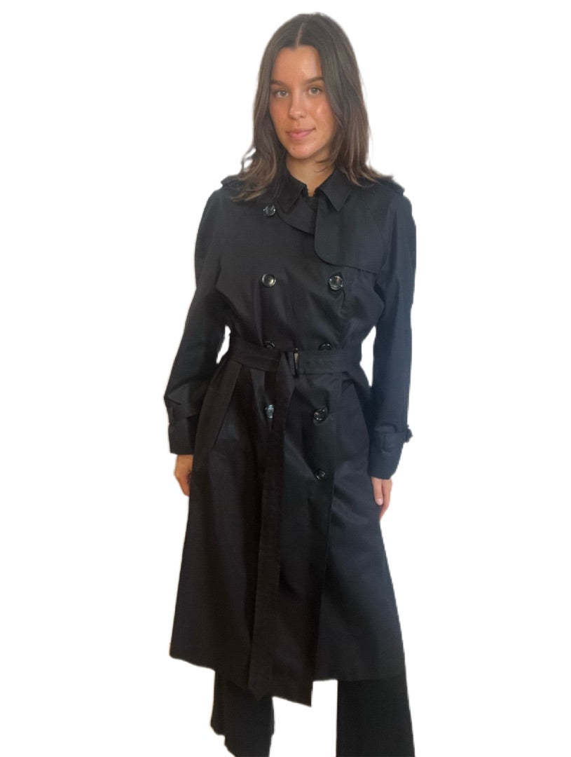 Massimo Dutti Black Ankle Length Trench Coat. Size: L