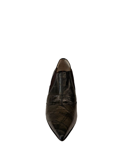 Dolce & Gabbana Dark Brown Stiletto Leather V-Toe Ankle Boot. Size: 39.5