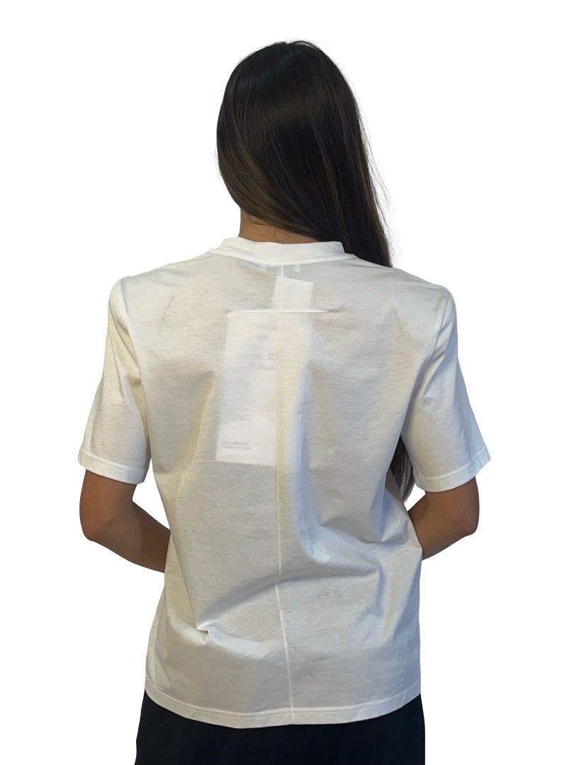 Scanlan Theodore White Shoulder Pad Cotton Tee. Size: S