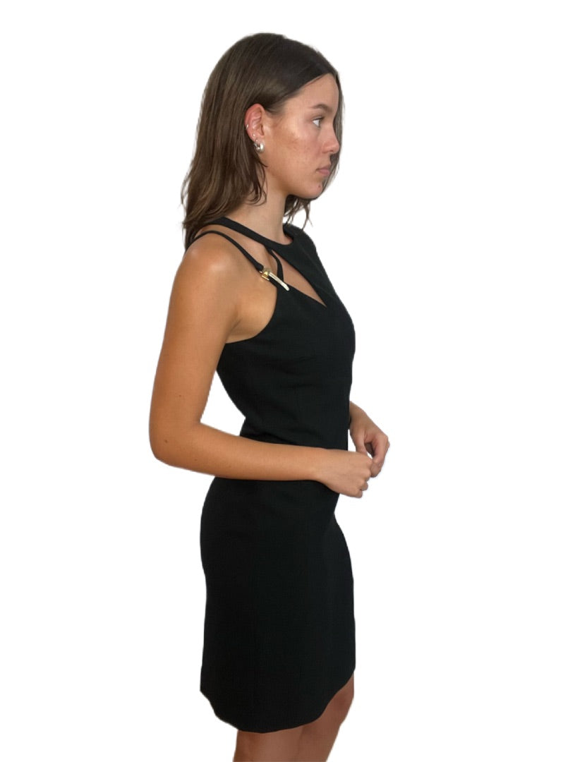 Versace Black 3 Strap Metal Buckle Dress. Size: 44