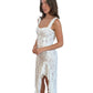 Bronx & Banco White Lace Built In Corset With Asymmetric Ruffle. Size: M
